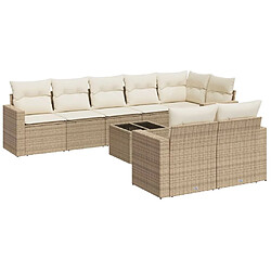 vidaXL Salon de jardin avec coussins 9 pcs beige résine tressée