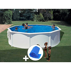 Kit piscine acier blanc Gré Bora Bora ronde 4,80 x 1,22 m + Bâche à bulles