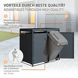 Avis ML-Design Abri pour 3 poubelles 240L acier anthracite 200x80x124 cm conteneur à jardinière