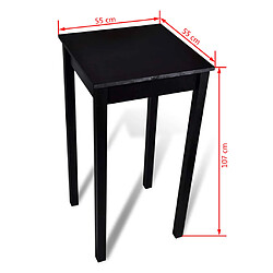 vidaXL Set de 1 table de bar et 2 tabourets noir pas cher