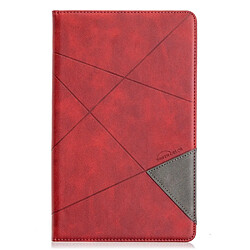 Etui en PU motif géométrique avec porte-cartes rouge pour votre Samsung Galaxy Tab A 10.1 (2019) T510