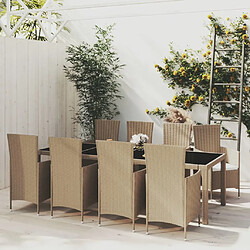 vidaXL Ensemble à dîner de jardin 9 pcs coussins Résine tressée Beige