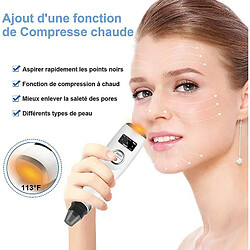 Chrono Aspirateur Points Noirs, HSDOHGY Extracteur de Points Noirs Effet de Chaleur, Appareil de Beauté du Visage Avec écran LED, 5 Sondes et 3 Modes Noirs(Noir)