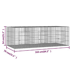 vidaXL Cage à lapin 3 panneaux 163x79x54 cm Fer galvanisé pas cher