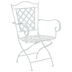 Decoshop26 Lot de 2 chaises de jardin avec accoudoirs design rustique en métal blanc 10_0002856