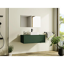 Vente-Unique Meuble de salle de bain suspendu vert mat avec simple vasque carrée - 94 cm - TEANA II