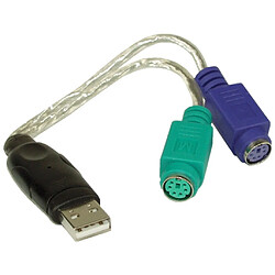 Convertisseur USB - PS/2, InLine®, USB prise à 2x PS/2 prise femelle pour souris et clavier