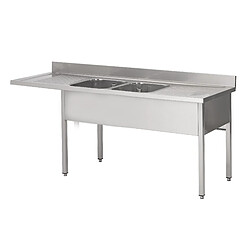 Plonge Inox Espace Lave-Vaisselle Gauche 2 Bacs Gamme 700 - Fabrinox