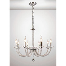 Luminaire Center Suspension Elena 8 Ampoules chrome poli/cristal