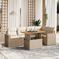 vidaXL Salon de jardin avec coussins 6 pcs beige résine tressée