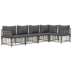 Avis Maison Chic Salon de jardin 5 pcs + coussins - Mobilier/Meubles de jardin - Table et chaises d'extérieur anthracite résine tressée -MN21381