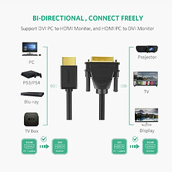 Acheter UGREEN Câble HDMI DVI Adaptateur HDMI Mâle vers DVI Mâle 1080P Transmission Bidirectionnelle Compatible avec PS4 PS3 Xbox One Xbox 360 TV Box TV PC Lecteur Blu Ray (1M)