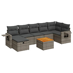 vidaXL Salon de jardin 8 pcs avec coussins gris résine tressée