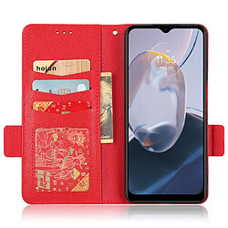 Etui en PU texture litchi, fermoir magnétique double avec support pour votre Motorola Moto E22 4G/Moto E22i 4G - rouge