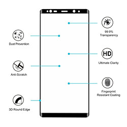 Acheter Wewoo Verre trempé noir pour Samsung Galaxy Note 8 0.26mm 9 H dureté de surface 3D Anti-déflagrant Plein écran incurvé en Film