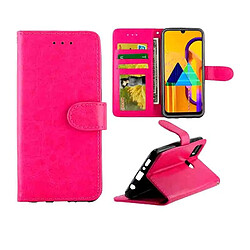 Wewoo Housse Coque Pour Galaxy M30s Crazy Horse Texture de protection en cuir à rabat horizontal avec support et fentes cartes et portefeuille et cadre photo Magenta