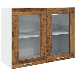 vidaXL Armoire verre suspendue vieux bois 80x31x60cm bois ingénierie