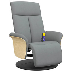 vidaXL Fauteuil inclinable de massage et repose-pieds gris clair tissu