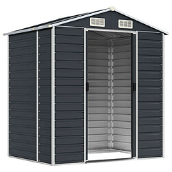 Helloshop26 Abri de jardin cabane cabanon maison de stockage remise extérieur hangar outils robuste 191 x 130 x 198 cm acier galvanisé anthracite 02_0022183