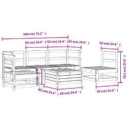 vidaXL Salon de jardin 6 pcs blanc bois de pin massif pas cher