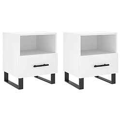 Maison Chic Lot de 2 Tables de chevet - Tables de Nuit blanc 40x35x47,5 cm bois d’ingénierie