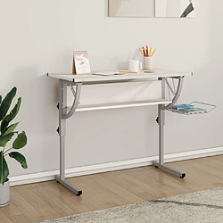 vidaXL Bureau d'artisanat blanc et gris 110x53x(58-87) cm