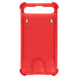 Avizar Coque Smartphone 4.7'' à 5'' Souple Coins Bumper Portecarte Amovible Rouge