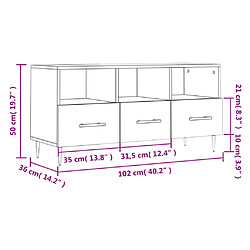 vidaXL Meuble TV chêne fumé 102x36x50 cm bois d'ingénierie pas cher