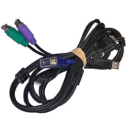 Câble adaptateur KVM D-Link VGA + USB Male vers VGA + USB + PS/2 Male 1.8m Noir - Occasion