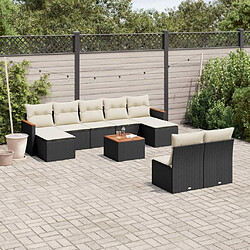 Maison Chic Salon de jardin 10 pcs avec coussins, Ensemble Tables et chaises d'extérieur noir résine tressée -GKD160518