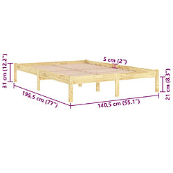 vidaXL Cadre de lit sans matelas bois massif pas cher