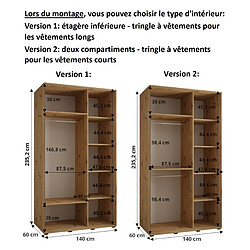 Abiks Meble Armoire DAVOS 9 À Portes Coulissantes 235,2/140/60 2 Portes pas cher