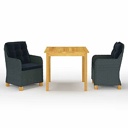 Maison Chic Ensemble de salle à manger de jardin 3 pcs,Table et chaises d'extérieur Gris foncé -GKD682323