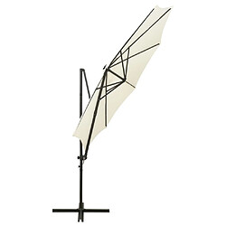 Helloshop26 Parasol meuble de jardin déporté avec mât et lumières led sable 300 cm 02_0008531