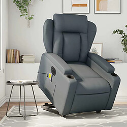 Maison Chic Fauteuil Relax pour salon, Fauteuil inclinable de massage électrique gris similicuir -GKD73587