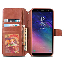 Acheter Wewoo Housse Coque Pour Galaxy A6 Plus 2018 AZNS Étui en cuir PU avec texture de mollet et rabat horizontal porte-carte et fentes carte et cadre photo Marron