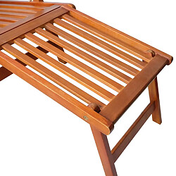 Helloshop26 Transat chaise longue bain de soleil lit de jardin terrasse meuble d'extérieur 167 cm avec repose-pied et coussin acacia solide 02_0012578 pas cher