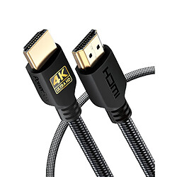 PowerBear Câble HDMI 4K de 2 m | Haute vitesse, en nylon tressé et connecteurs plaqués or, 4K 60Hz, Ultra HD, 2K, 1080P,