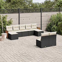 Maison Chic Salon de jardin 9 pcs avec coussins | Ensemble de Table et chaises | Mobilier d'Extérieur noir résine tressée -GKD56782