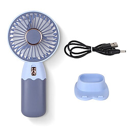 (Bleu) Mini Ventilateur Portatif de Dessin Animé Chargement Usb Brise Puissante Refroidissant Le Style Portable