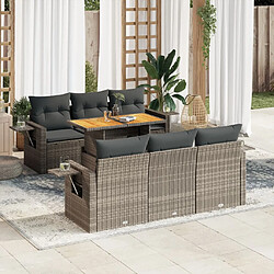 vidaXL Salon de jardin avec coussins 7 pcs gris résine tressée