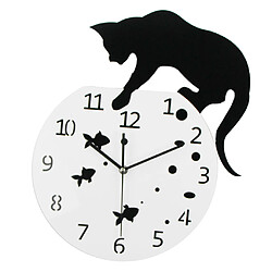 3d conception acrylique horloge murale chat et poisson horloge quartz montre chambre décor pas cher