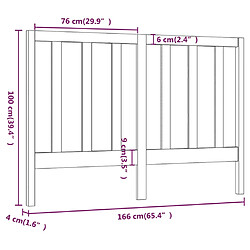 vidaXL Tête de lit 166x4x100 cm Bois massif de pin pas cher