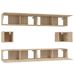 Maison Chic Ensemble de meubles TV 6 pcs | Banc TV Moderne pour salon | Meuble de Rangement - Chêne sonoma Bois d'ingénierie -MN54984 pas cher