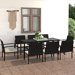 Salle à manger de jardin 9 pcs,Table et chaise à dîner Résine tressée Noir -MN31050