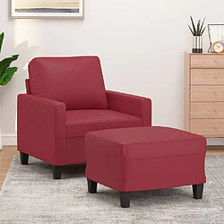 vidaXL Fauteuil avec repose-pied Rouge bordeaux 60 cm Similicuir