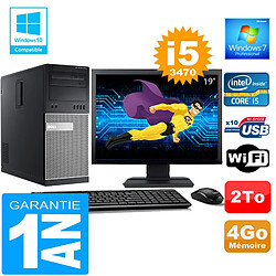 PC Tour DELL 7010 Core I5-3470 Ram 4Go Disque 2 To Wifi W7 Ecran 19" - Occasion