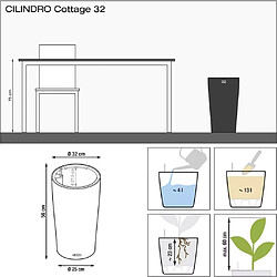 Avis LECHUZA Jardinière CILINDRO Cottage 32 ALL-IN-ONE diamètre 32 cm