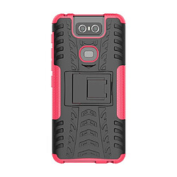 Wewoo Pneu Texture TPU + PC Housse de protection antichoc avec support pour Asus Zenfone 6 ZS630KL Rose