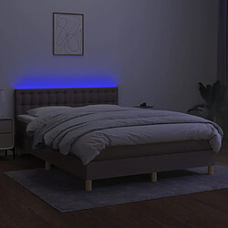 Avis vidaXL Sommier à lattes de lit avec matelas LED Taupe 140x200 cm Tissu